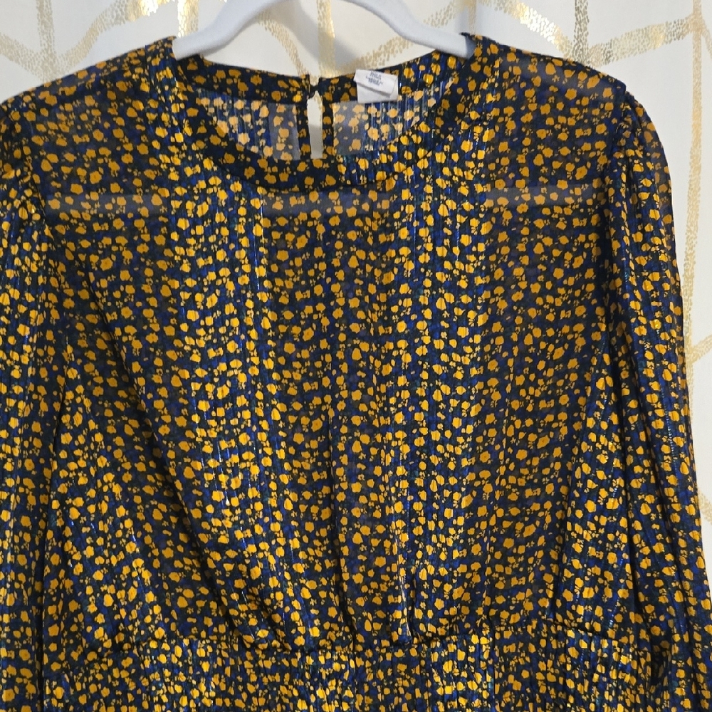Melrose and Market Blue and Yellow Floral Blouse